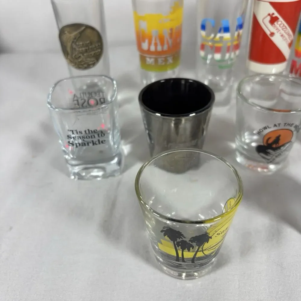 Lot of 12+ Souvenir Shot Glasses Cancun Cabo DC Austin New Orleans